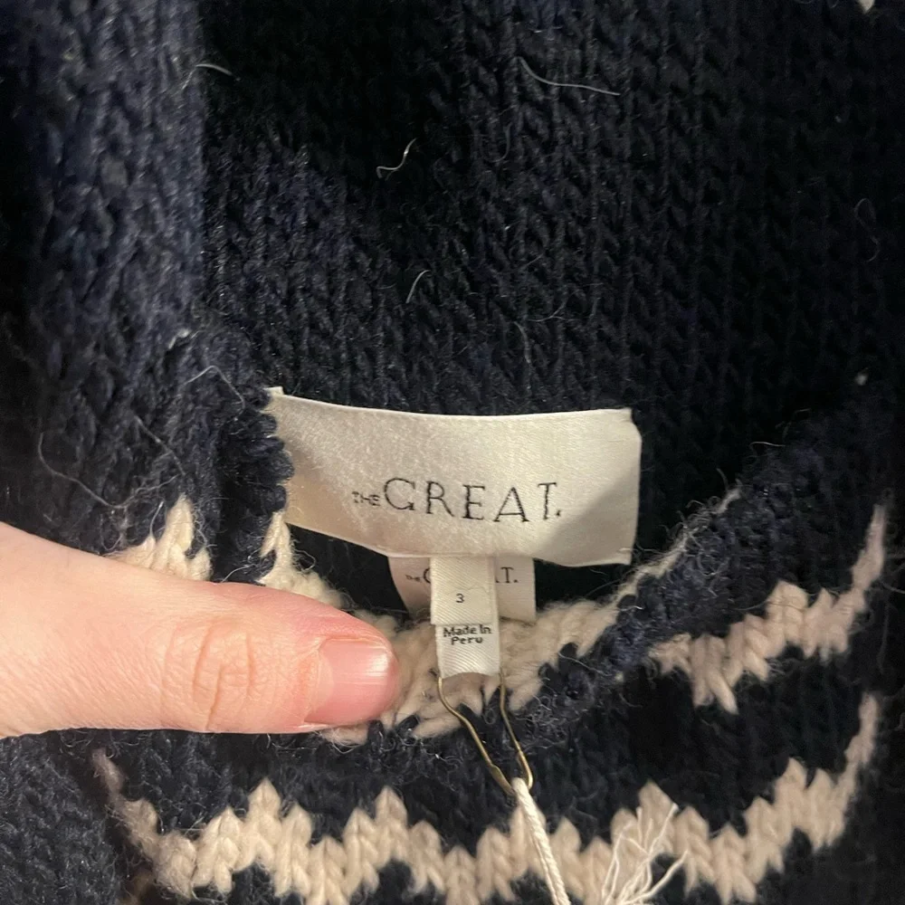 THE GREAT. Black and Cream Patterned Cardigan - Picture 6 of 8
